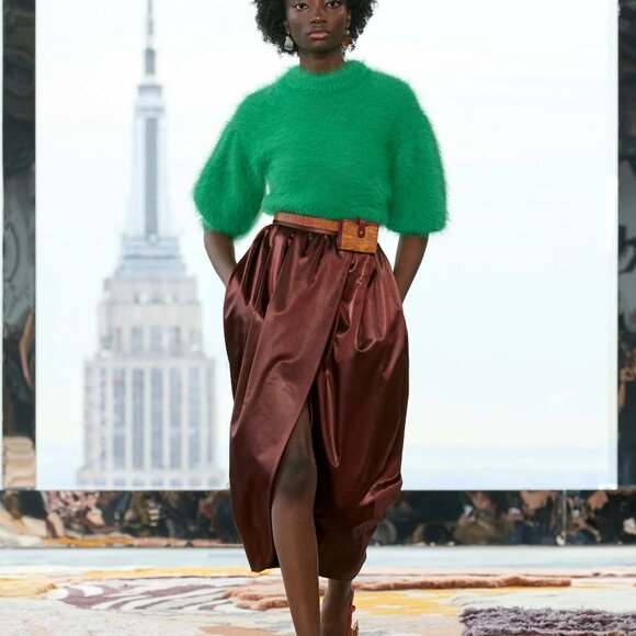 NWT $590 ULLA JOHNSON Mahogany Brown Maxine Tulip Skirt XS 0